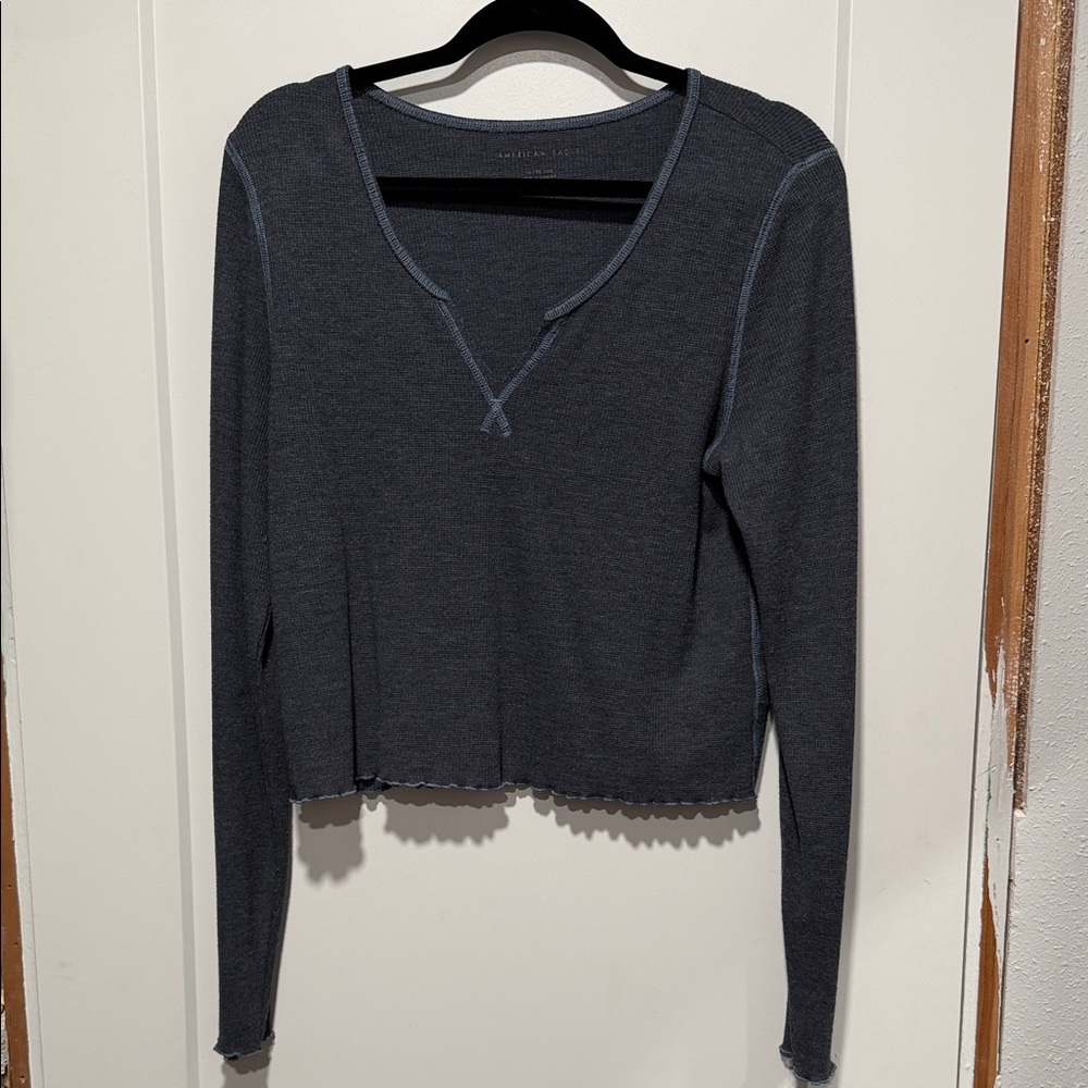 American Eagle Outfitters Charcoal Long Sleeve Top